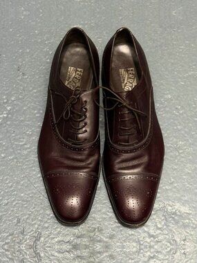 SALVATORE FERRAGAMO Lavorazione Originale Brown Wingtip Leather Shoes Sz 10 D